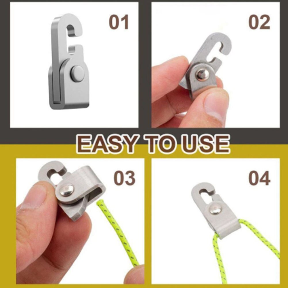 Cheap Goat Tents 4pcs Automatic Lock Hooks Multifunctional Free Knot Easy Fast Tighten Rope Accessories Camping Tent Self locking Hooks with 1pc   